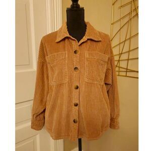 Tan Corduroy Oversized Shirt Jacket - Effortlessly Cool!